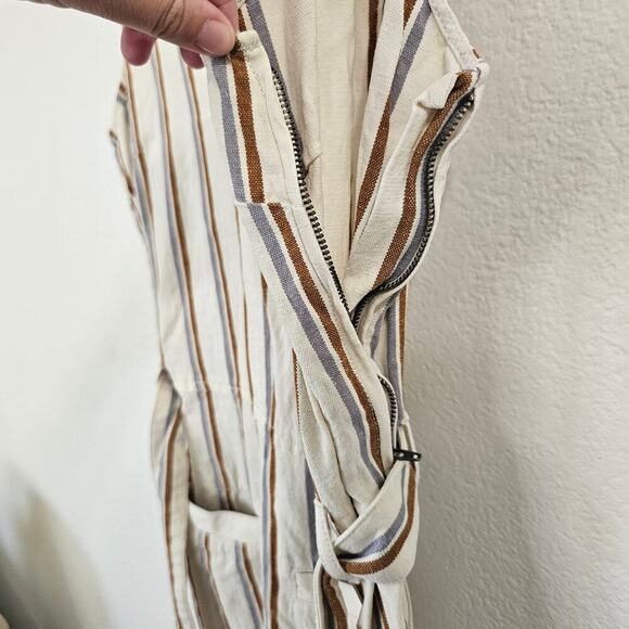 MADEWELL Striped Pull-on Jumpsuit in Double Stripe Grey Feather Size M - Picture 7 of 12